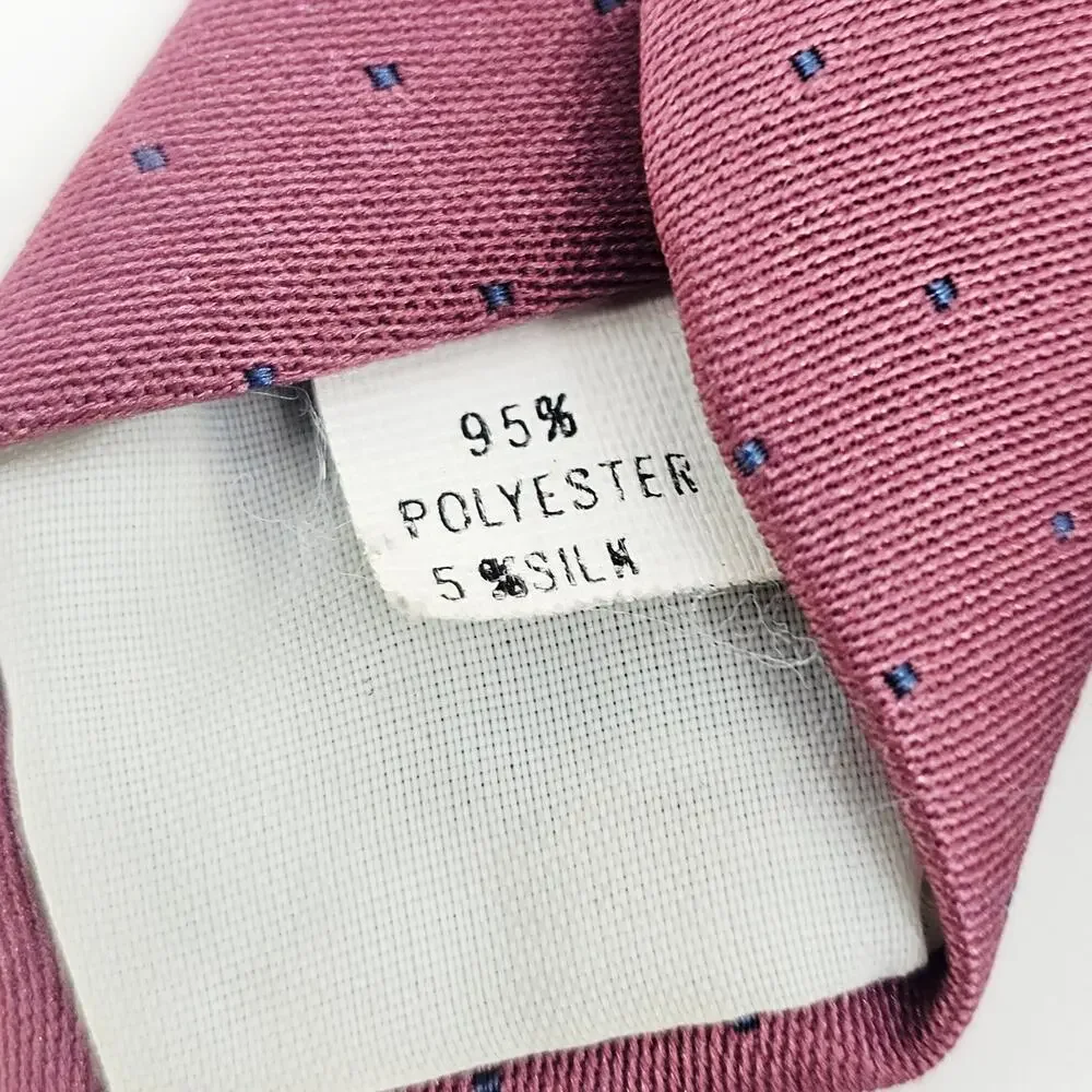 Oscar De La Renta Designer Tie Pink Mauve Navy Polka Dots Necktie 3X54 3743